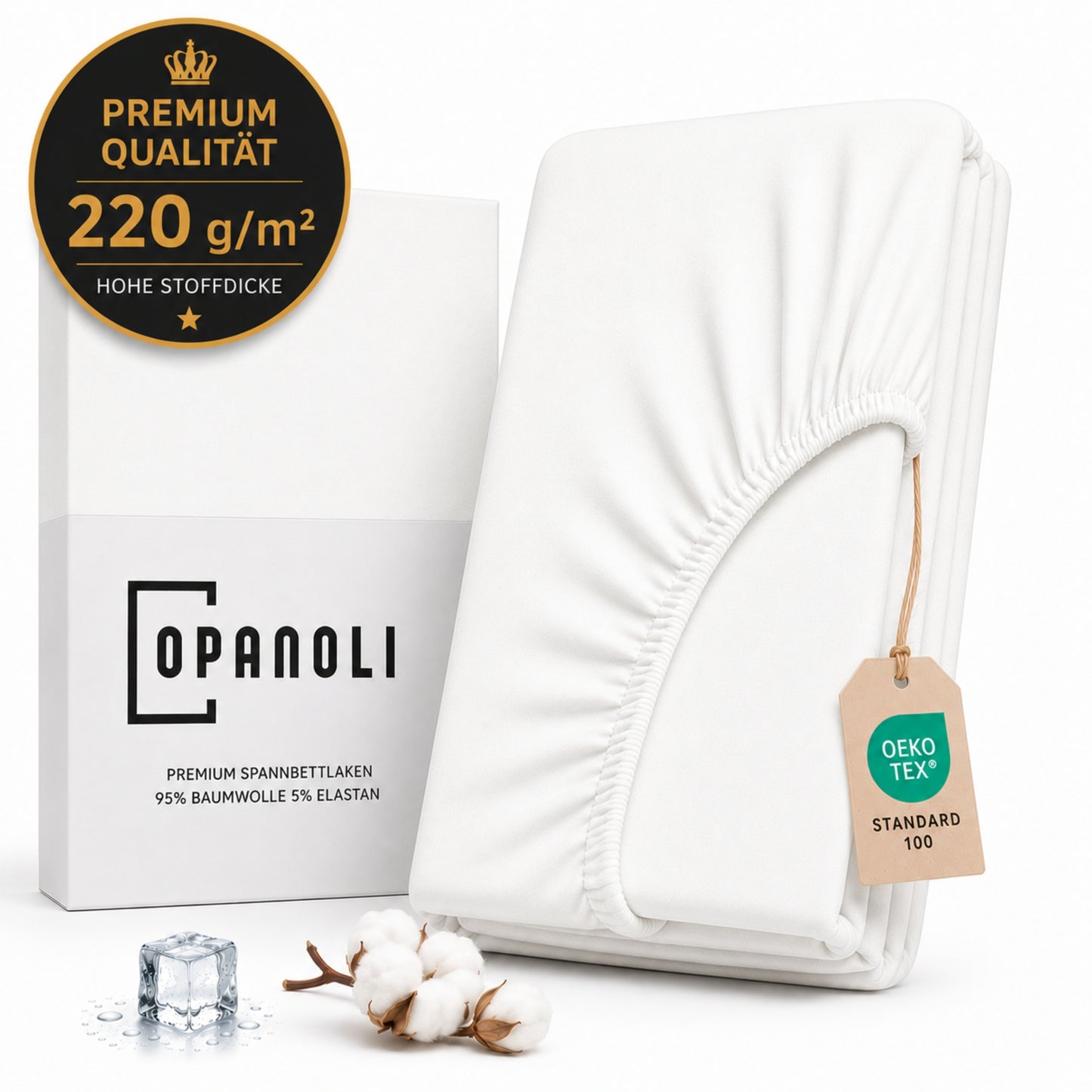 Opanoli Premium Spannbettbezug – 220g/m² Baumwolle, passgenauer Schnitt