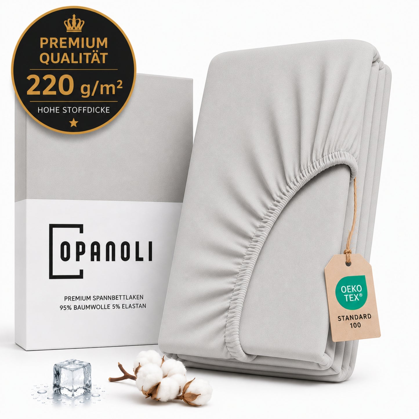 Opanoli Premium Spannbettbezug – 220g/m² Baumwolle, passgenauer Schnitt
