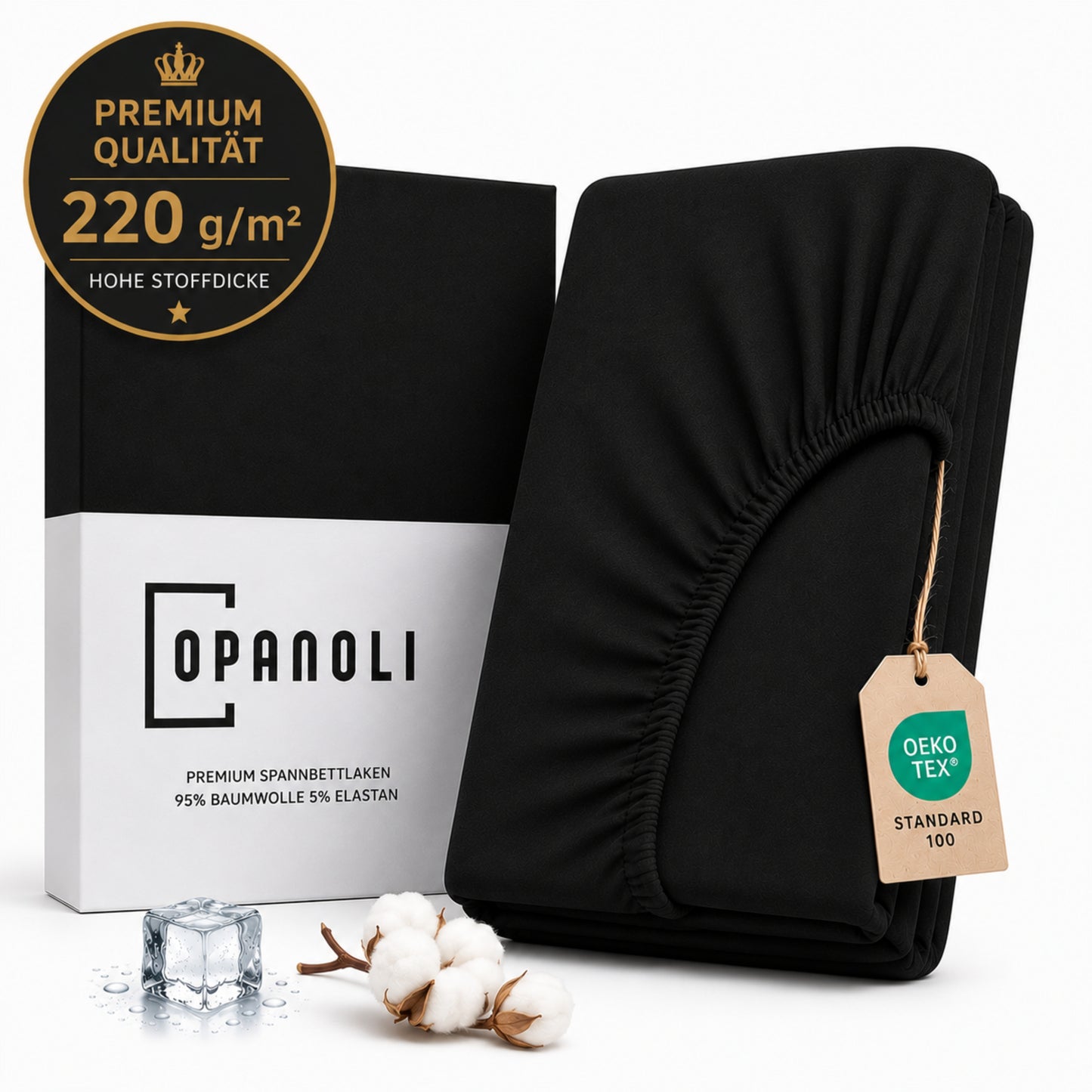 Opanoli Premium Spannbettbezug – 220g/m² Baumwolle, passgenauer Schnitt