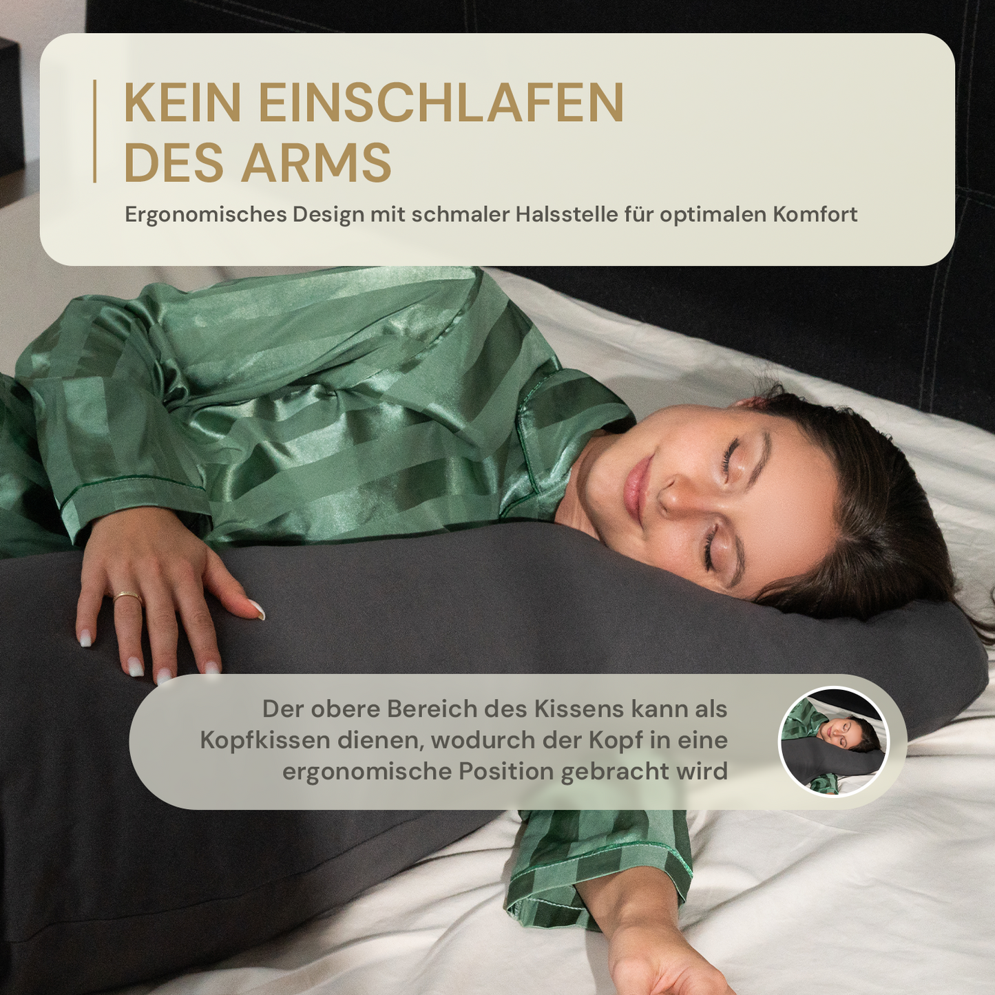 Ergonomisches Seitenschläferkissen – gegen Rücken-, Nacken- & Schulterschmerzen